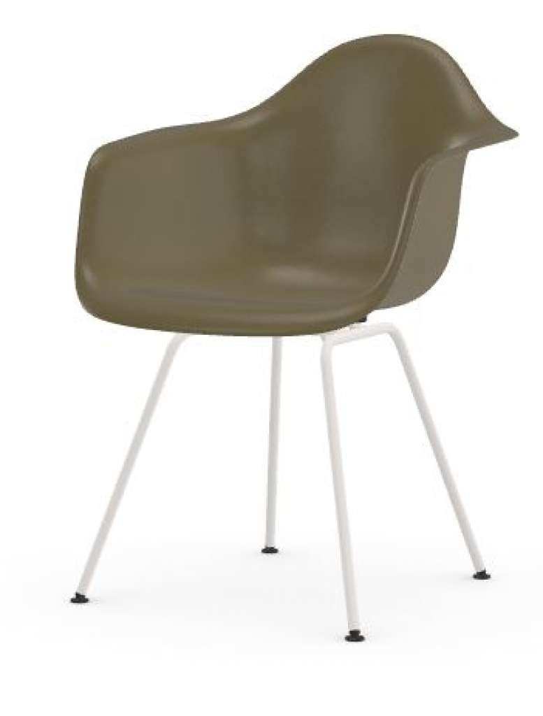 Vitra - Eames Fiberglass Chair DAX - weiss pulverbeschichtet - 06 Eames Raw Umber - indoor