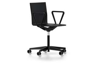 Vitra - .04 Bürostuhl - mit Armlehne - Gestell schwarz - Rollen weich gebremst für harte Böden - basic dark - indoor