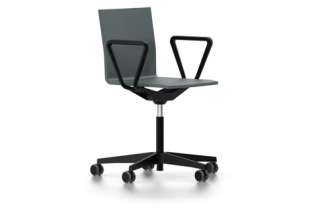 Vitra - .04 Bürostuhl - mit Armlehne - Gestell schwarz - Rollen weich gebremst für harte Böden - dunkelgrau - indoor