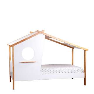 Kinder Einzelbett in Haus Optik Kiefer teilmassiv