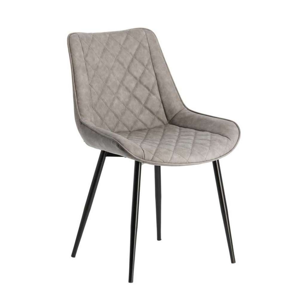 Kunstleder Stühle in Taupe schwarzem Metallgestell (2er Set)