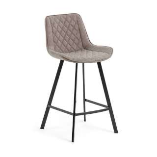 Tresenstühle in Taupe Kunstleder 4-Fuß Gestell aus Metall (2er Set)