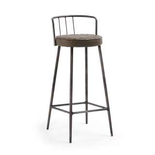 Industry Barhocker aus Stahl und Kunstleder Dunkelbraun (2er Set)