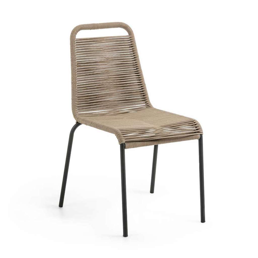 Geflecht Stühle in Hellbraun und Schwarz 45 cm Sitzhöhe (4er Set)