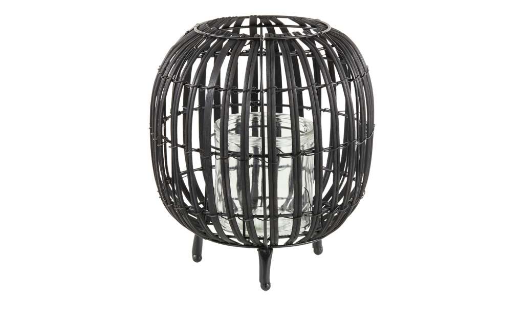 Windlicht ¦ schwarz ¦ Metall, Bambus, Glas  ¦ Maße (cm): H: 24 Ø: 21 Dekoration > Laternen & Windlichter - Höffner