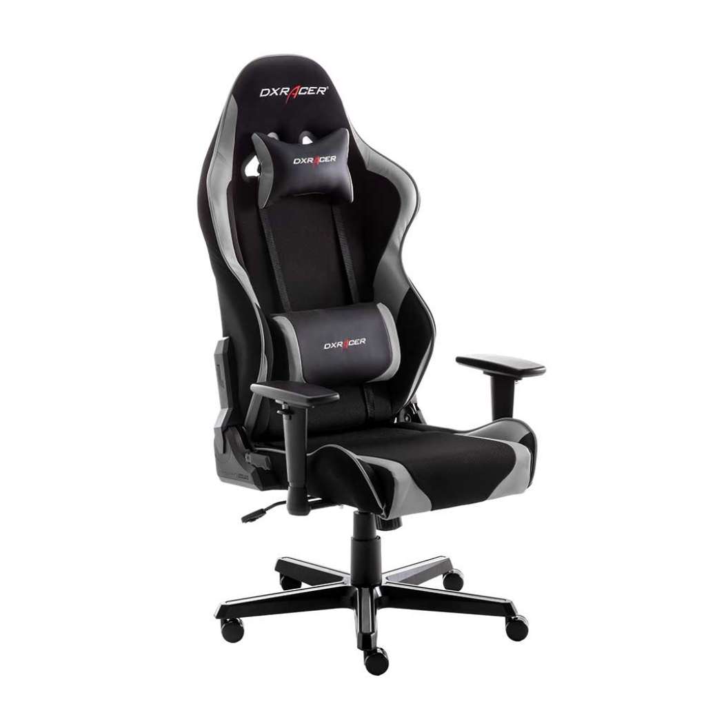 Gamingstuhl in Schwarz und Grau Lendenwirbelstütze