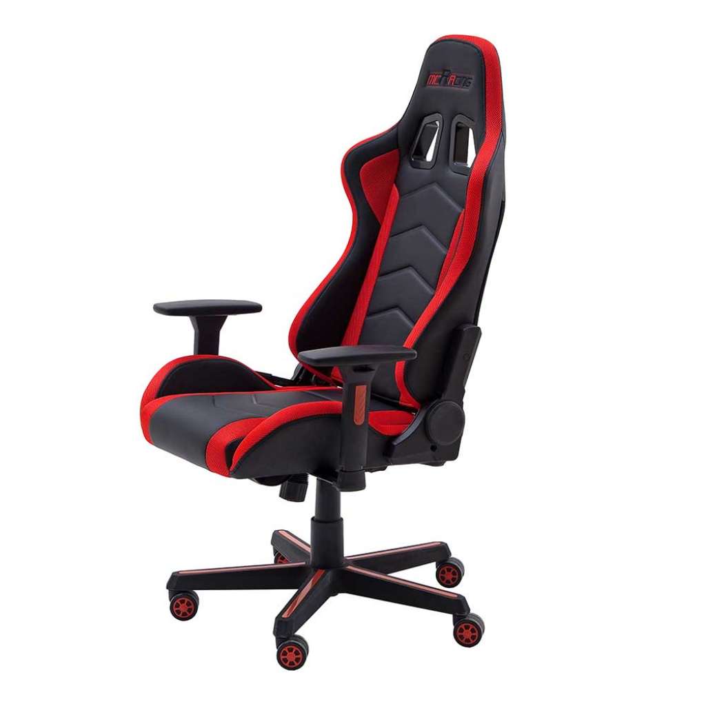 Gaming Schreibtischstuhl in Schwarz und Rot verstellbarer Rückenlehne