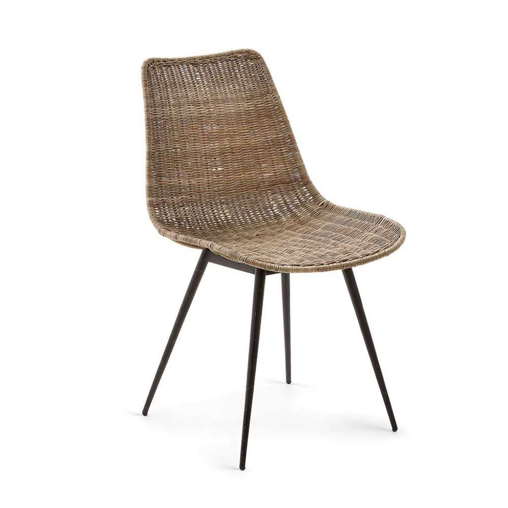 Rattan Esstisch Stühle in Braun 45 cm Sitzhöhe (2er Set)