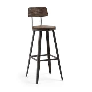 Designbarhocker im Industry Style Bambus und Stahl (2er Set)