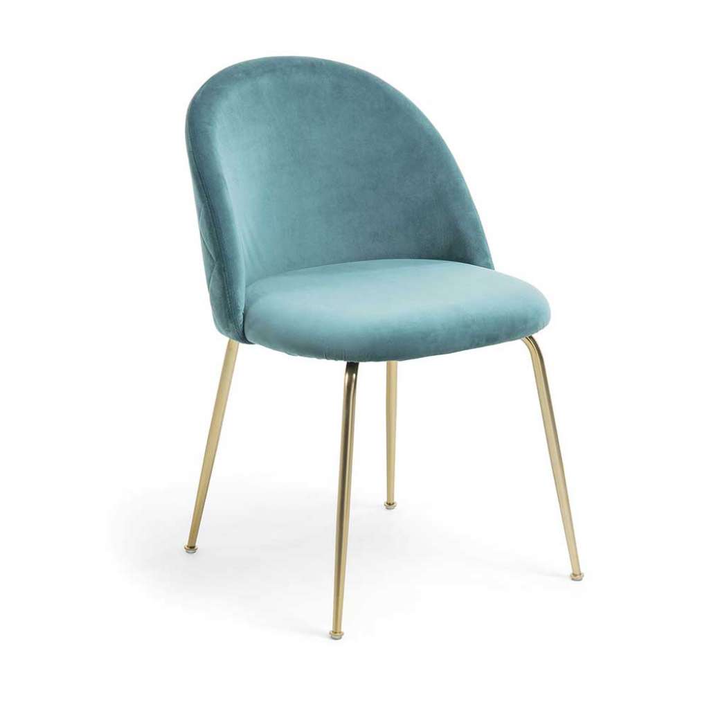 Esstisch Stühle in Türkis Samt Retro Design (2er Set)