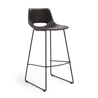Barstühle in Dunkelgrau Kunstleder Stahl (2er Set)
