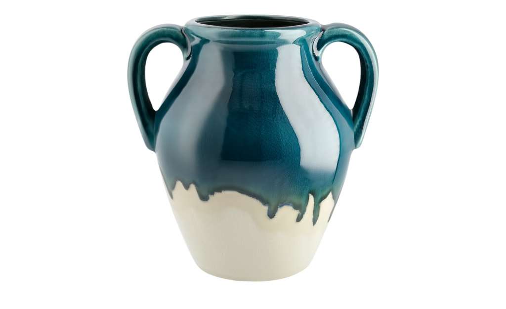 Vase ¦ blau ¦ Steingut ¦ Maße (cm): B: 24,5 H: 25,5 T: 19,5 Ø: 24.5 Dekoration > Vasen - Höffner
