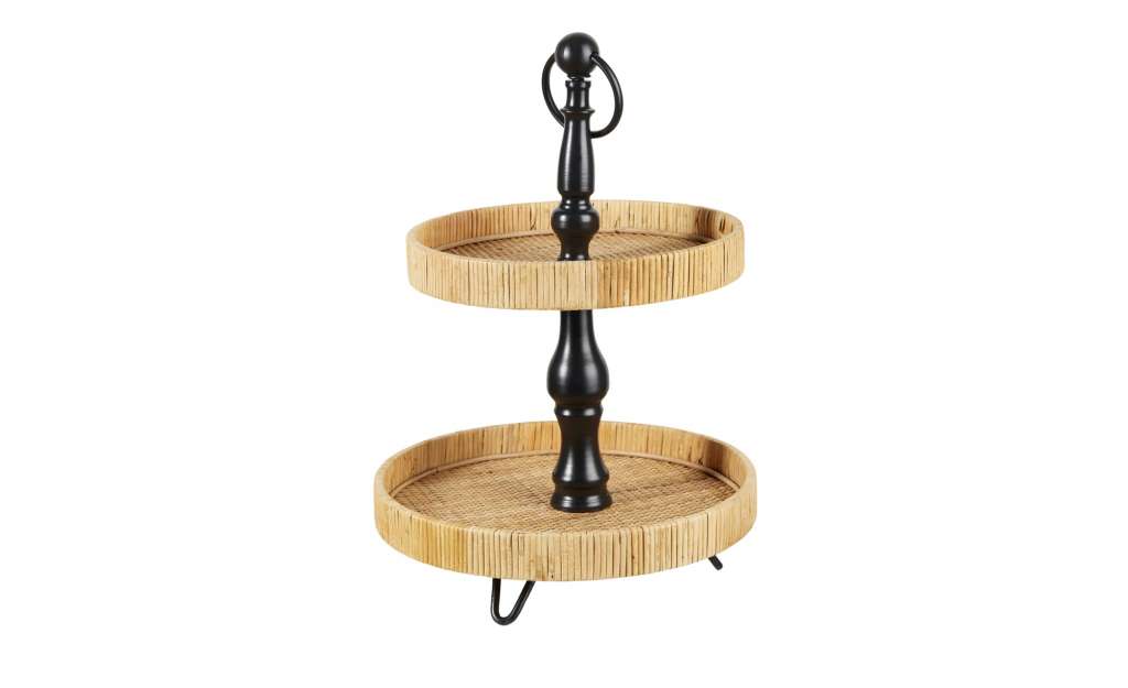 Etagere, 2-stufig ¦ holzfarben ¦ Rattan, Metall ¦ Maße (cm): H: 50 Ø: 35 Geschirr > Etageren - Höffner