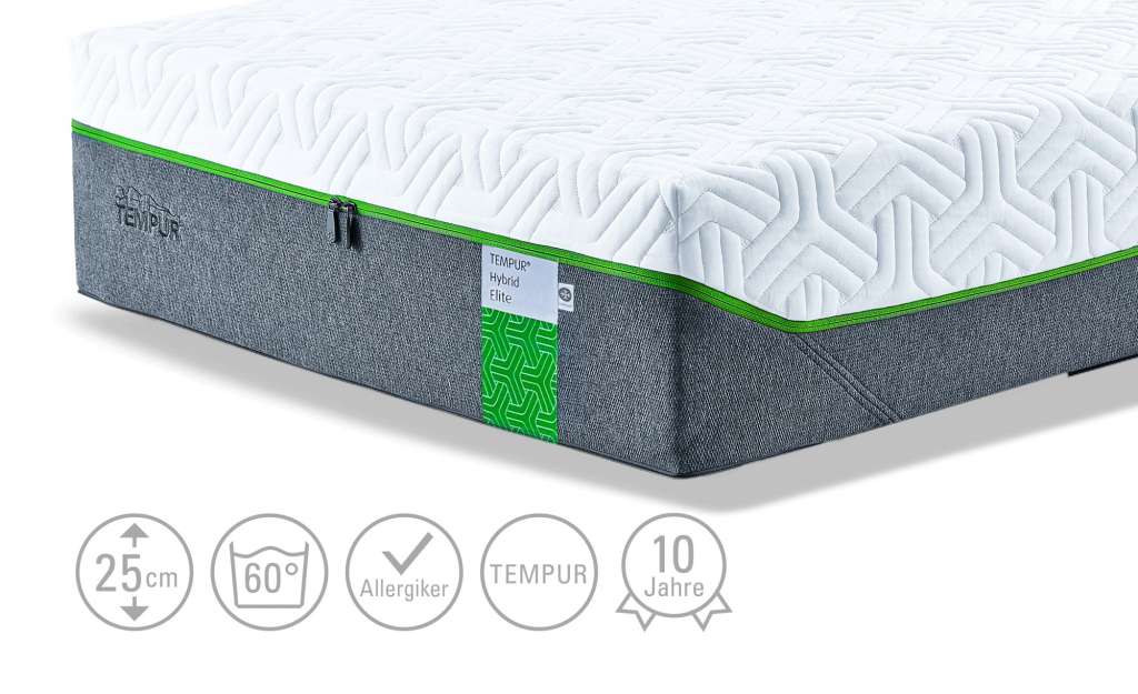 TEMPUR Taschenfederkern-Matratze  Hybrid Elite ¦ weiß ¦ Maße (cm): B: 90 H: 25 Matratzen & Zubehör > Matratzen-Arten > Federkern-Matratzen - Höffner