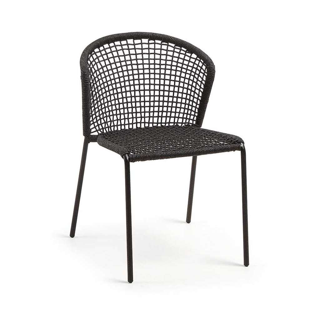 Flechtstühle in Dunkelgrau 45 cm Sitzhöhe (4er Set)