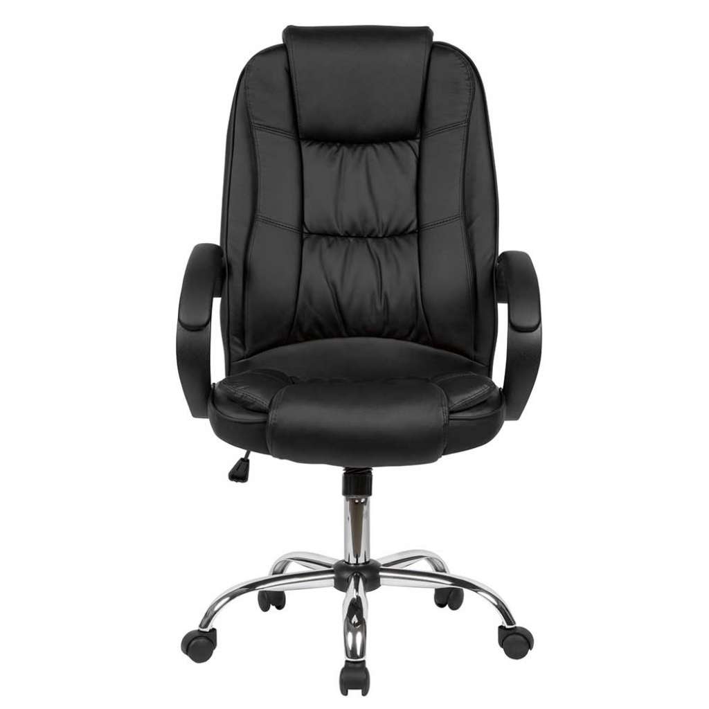 Schreibtischdrehstuhl in Schwarz Kunstleder verstellbarer Rückenlehne