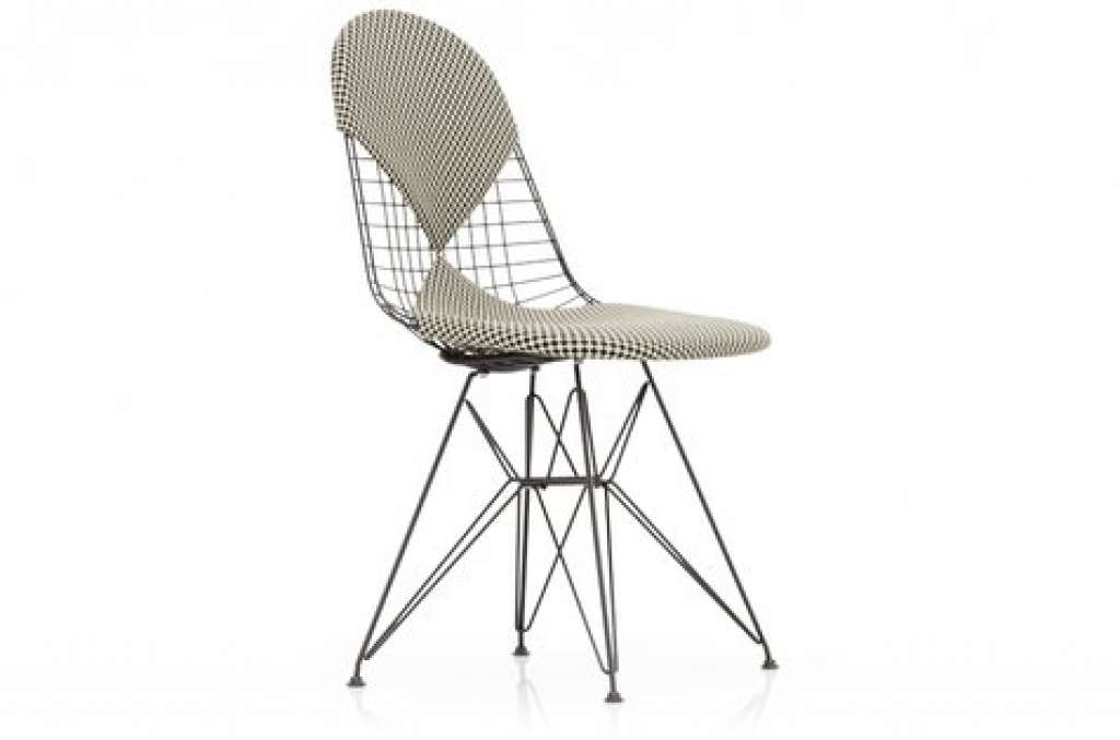Vitra - Wire Chair DKR-2 - Gestell Basic dark - Checker schwarz/weiß - indoor