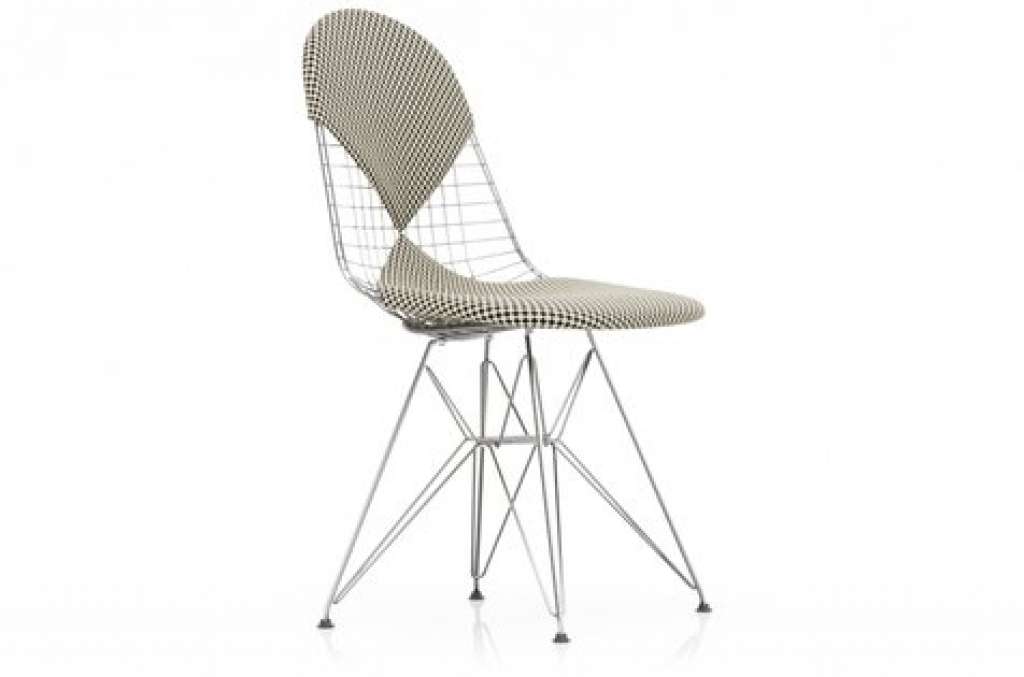 Vitra - Wire Chair DKR-2 - Gestell verchromt - Checker schwarz/weiß - indoor