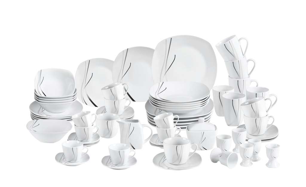 Kombiservice, 62-teilig   Valentina ¦ weiß ¦ Porzellan Geschirr > Geschirrsets > Kombiservice - Höffner