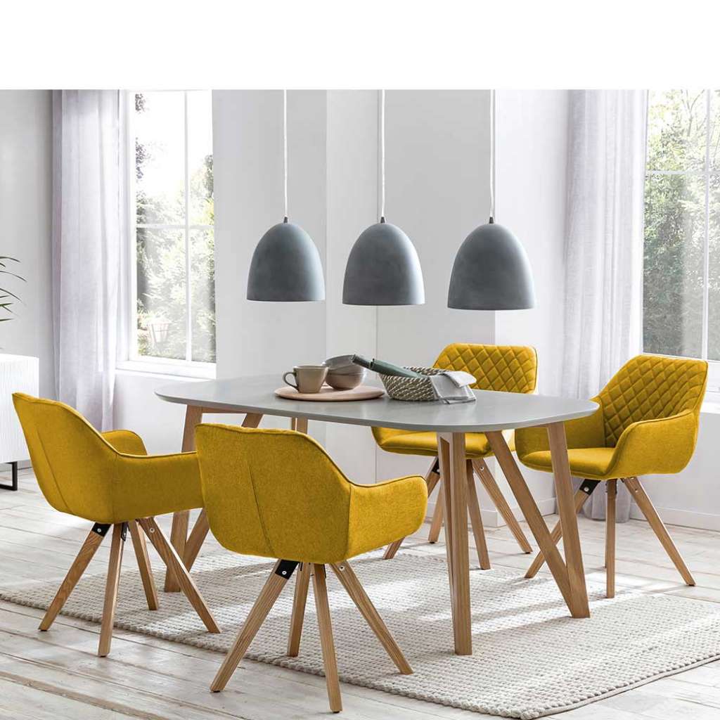 Essgruppe in Gelb und Grau Skandi Design (5-teilig)