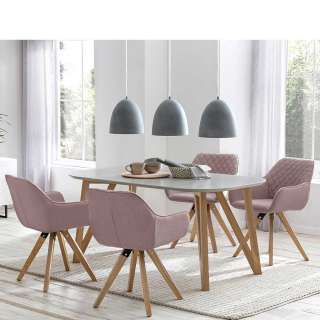 Esszimmer Sitzgruppe in Grau und Altrosa Skandi Design (5-teilig)