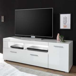 Fernsehtisch in Weiß Hochglanz 140 cm breit