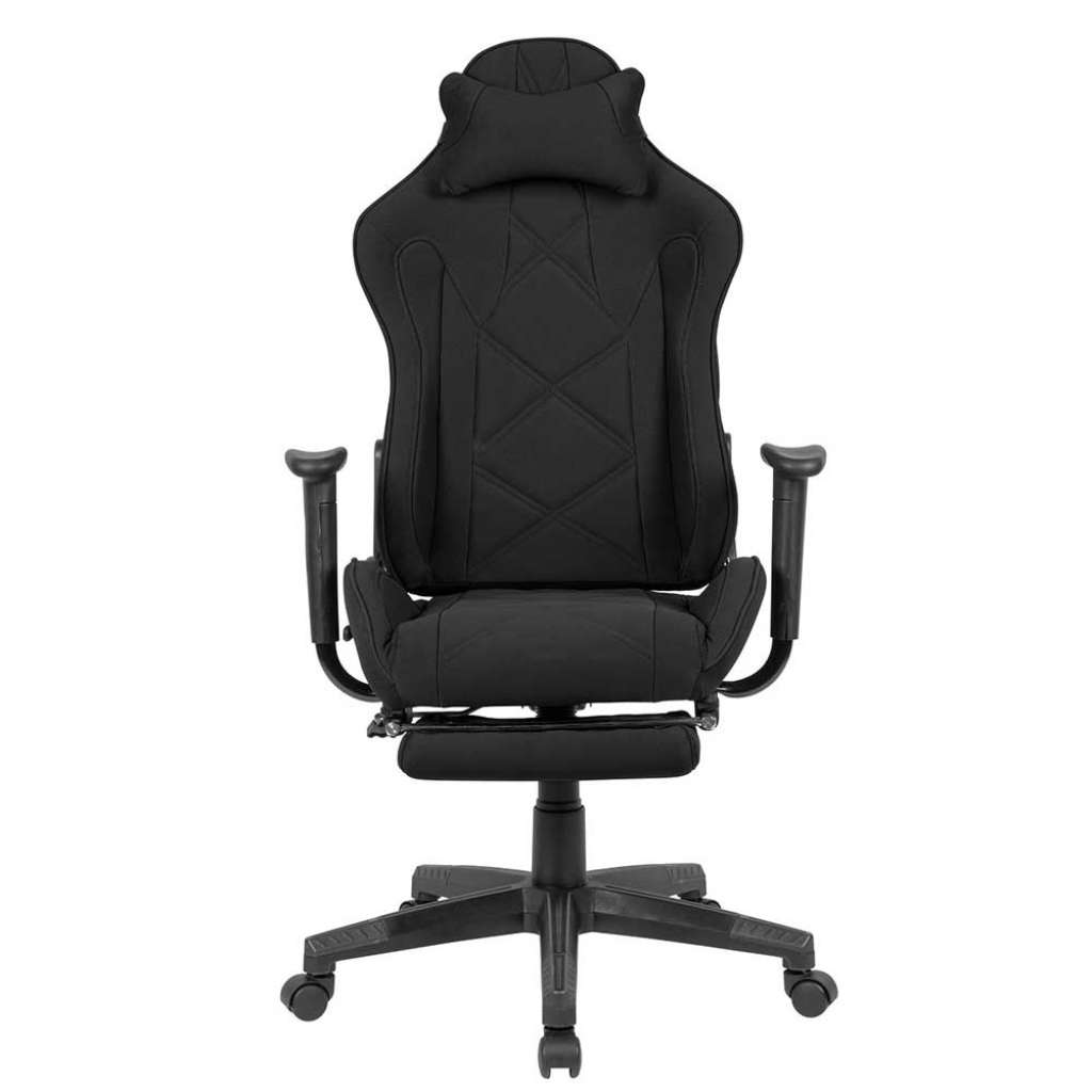 Gaming Stuhl in Schwarz Webstoff verstellbarer Rückenlehne