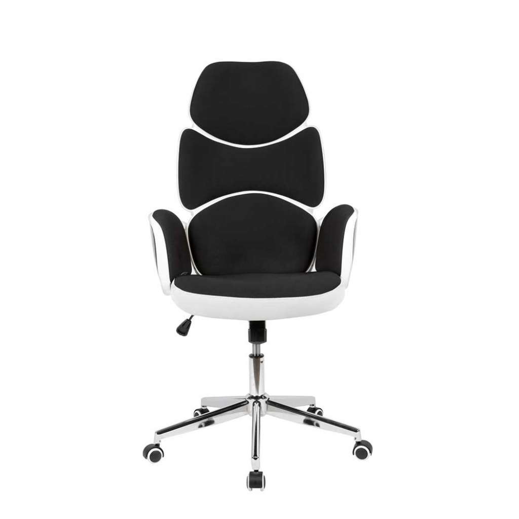 Schreibtischdrehstuhl in Schwarz und Weiß hoher Lehne