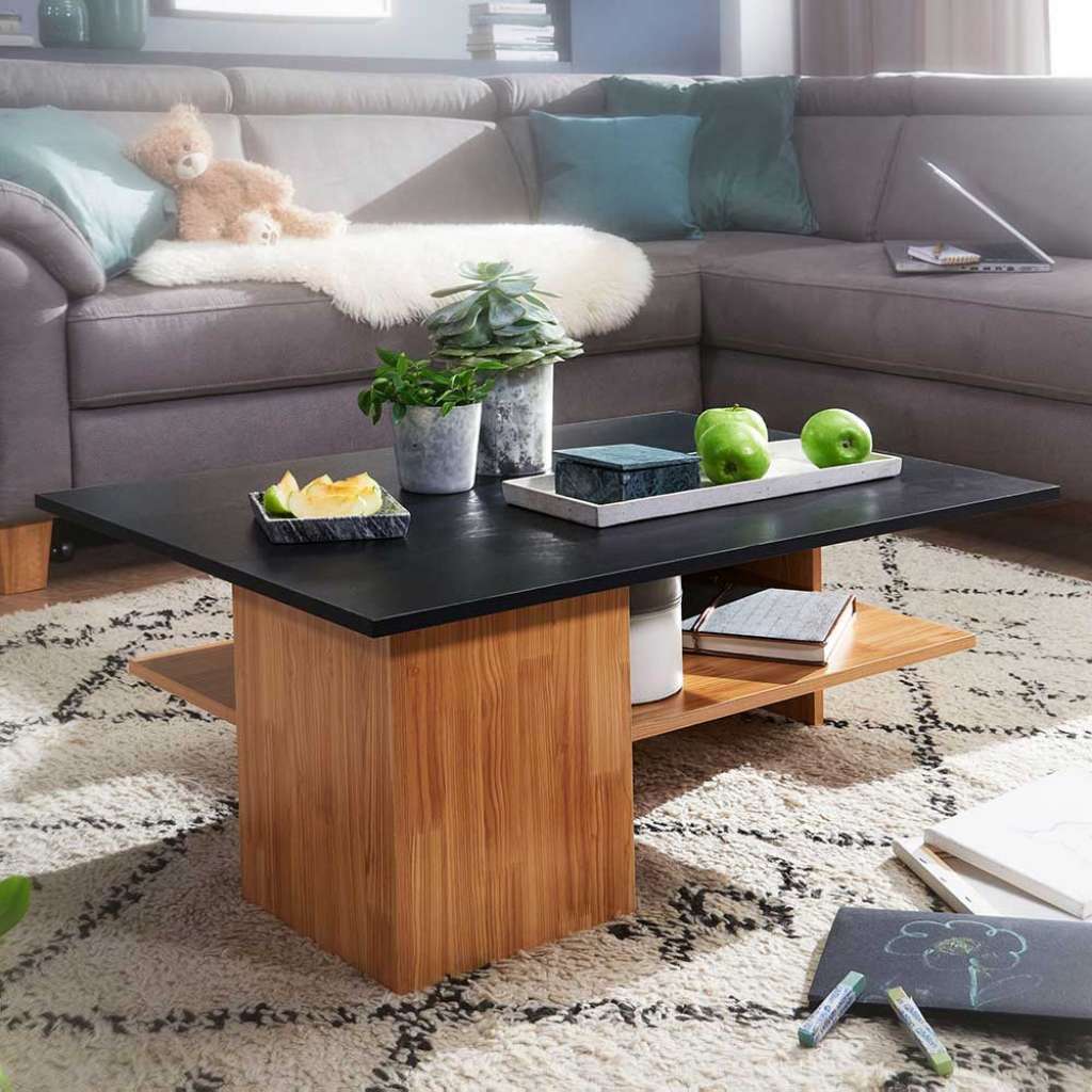 Sofa Tisch in Eichefarben und Anthrazit 90 cm breit