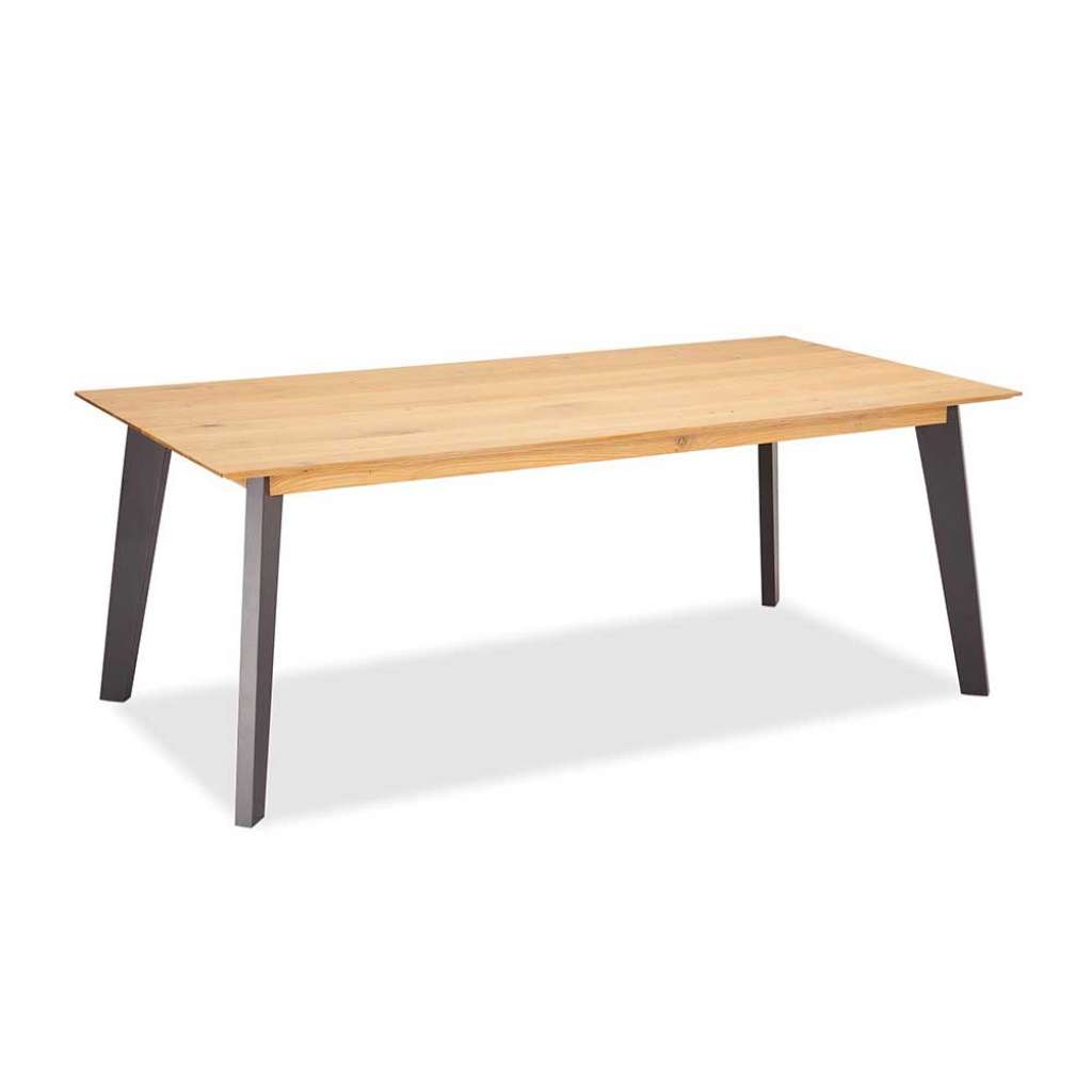 Esszimmertisch in Eiche weiß geölt und Grau 75 cm hoch