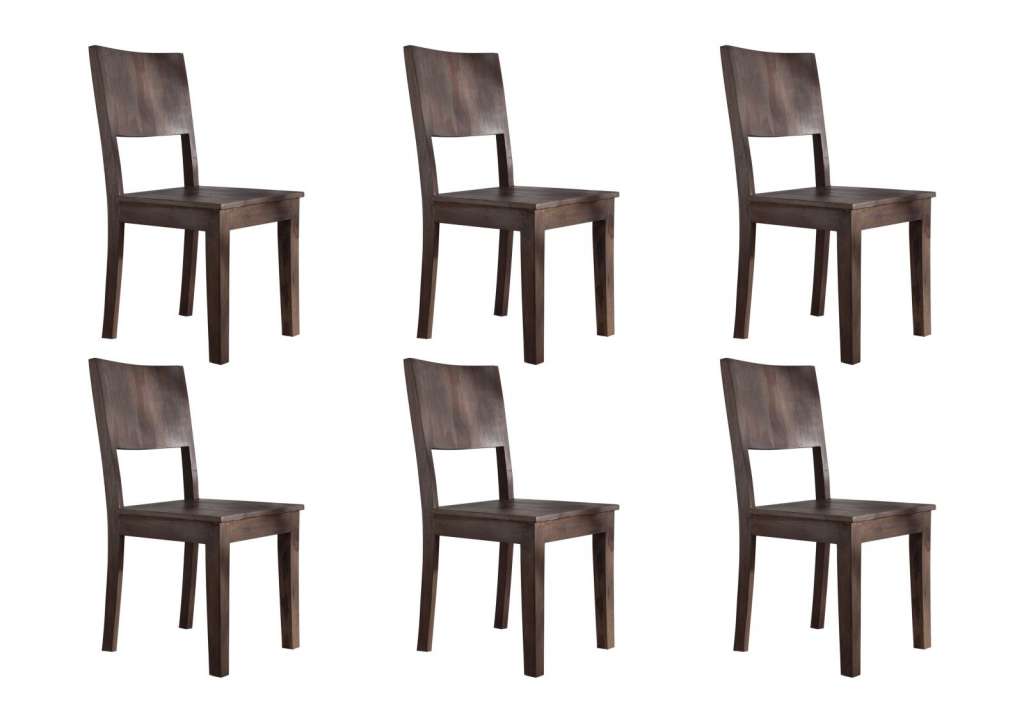 Stuhl Sheesham 45x43x90 grau lackiert METRO POLIS, 6er Set