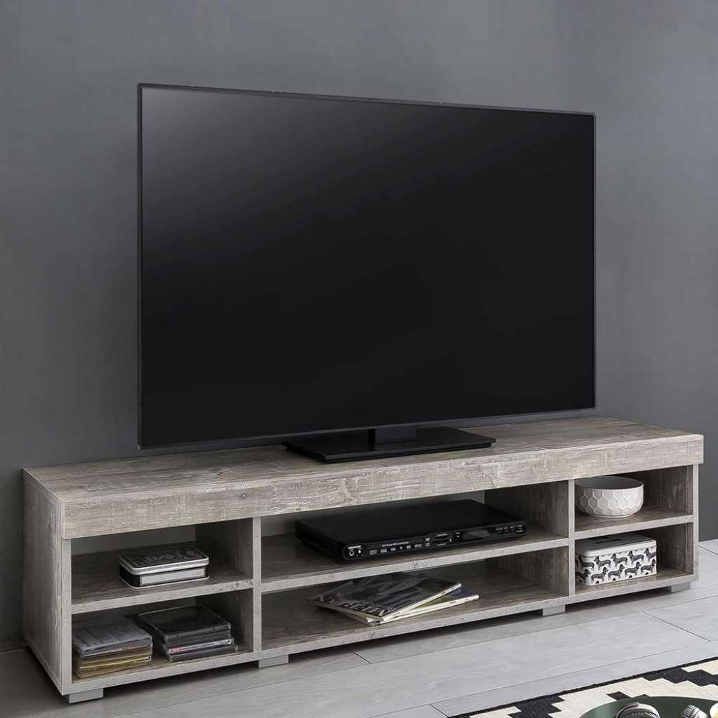 TV Bank in Beton Grau 140 cm breit