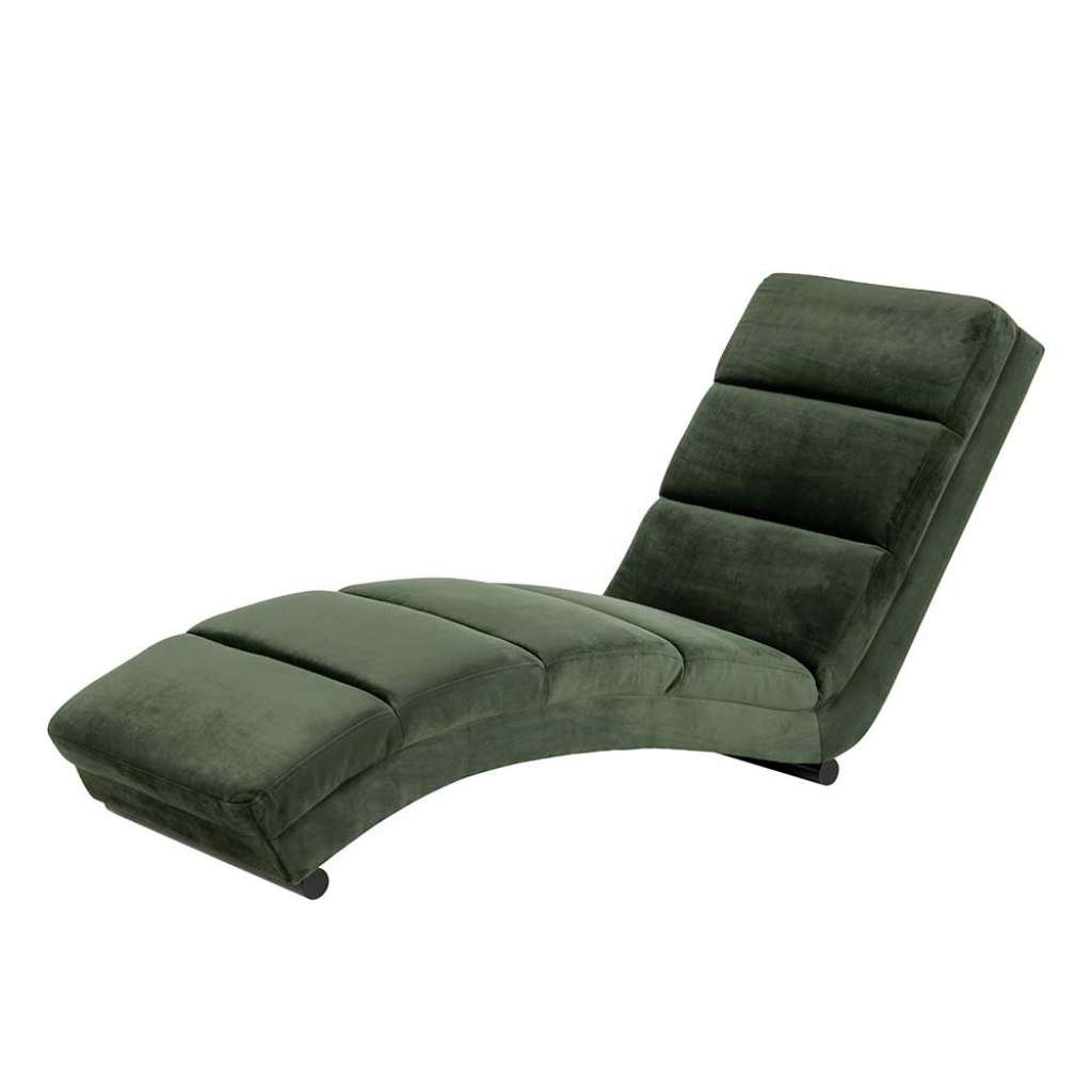 Loungeliege in Dunkelgrün Samt 170 cm tief
