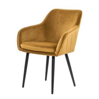 Polsterstühle in Gelb Samt Retro Design
