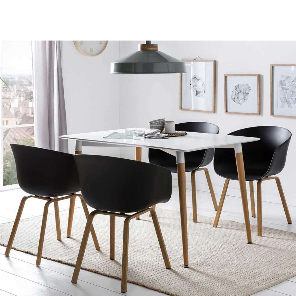 Esszimmereinrichtung in Schwarz und Weiß Skandi Design (5-teilig)