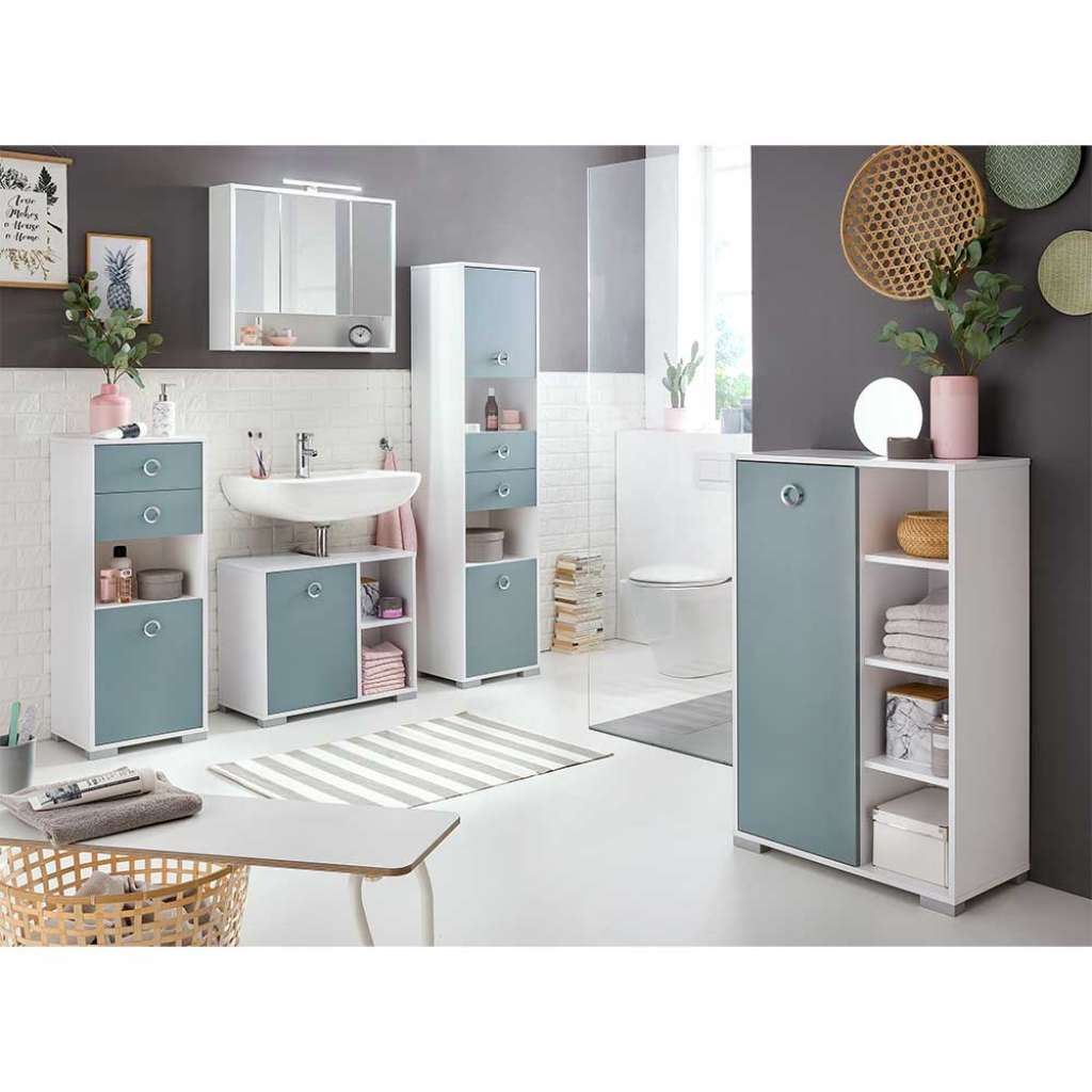 Badezimmerset in Hellblau und Weiß modern (5-teilig)