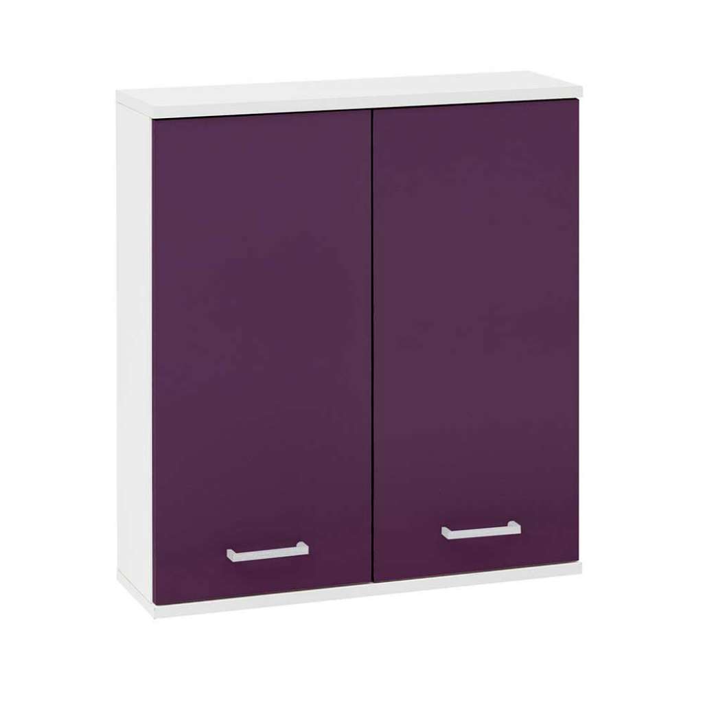 Bad Hängeschrank in Violett und Weiß 60 cm breit