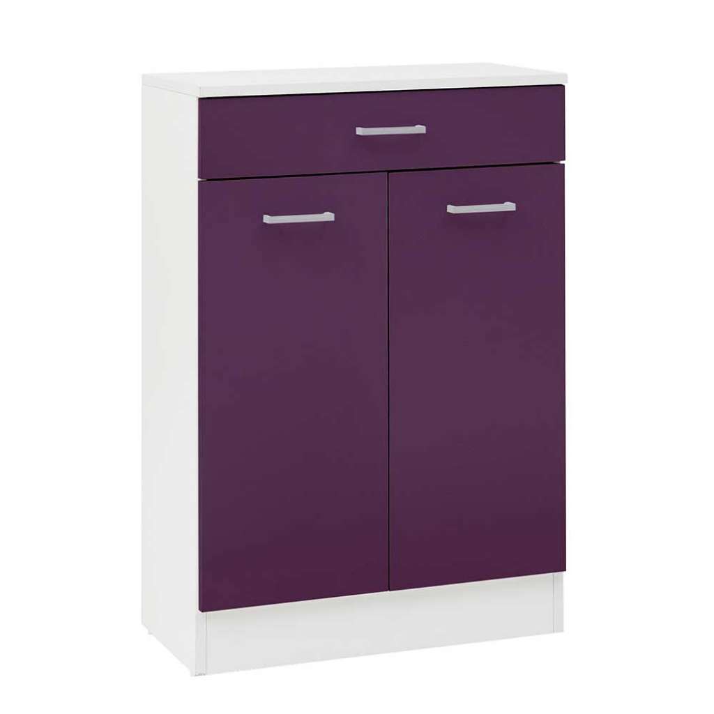 Bad Kommode in Violett und Weiß 60 cm breit
