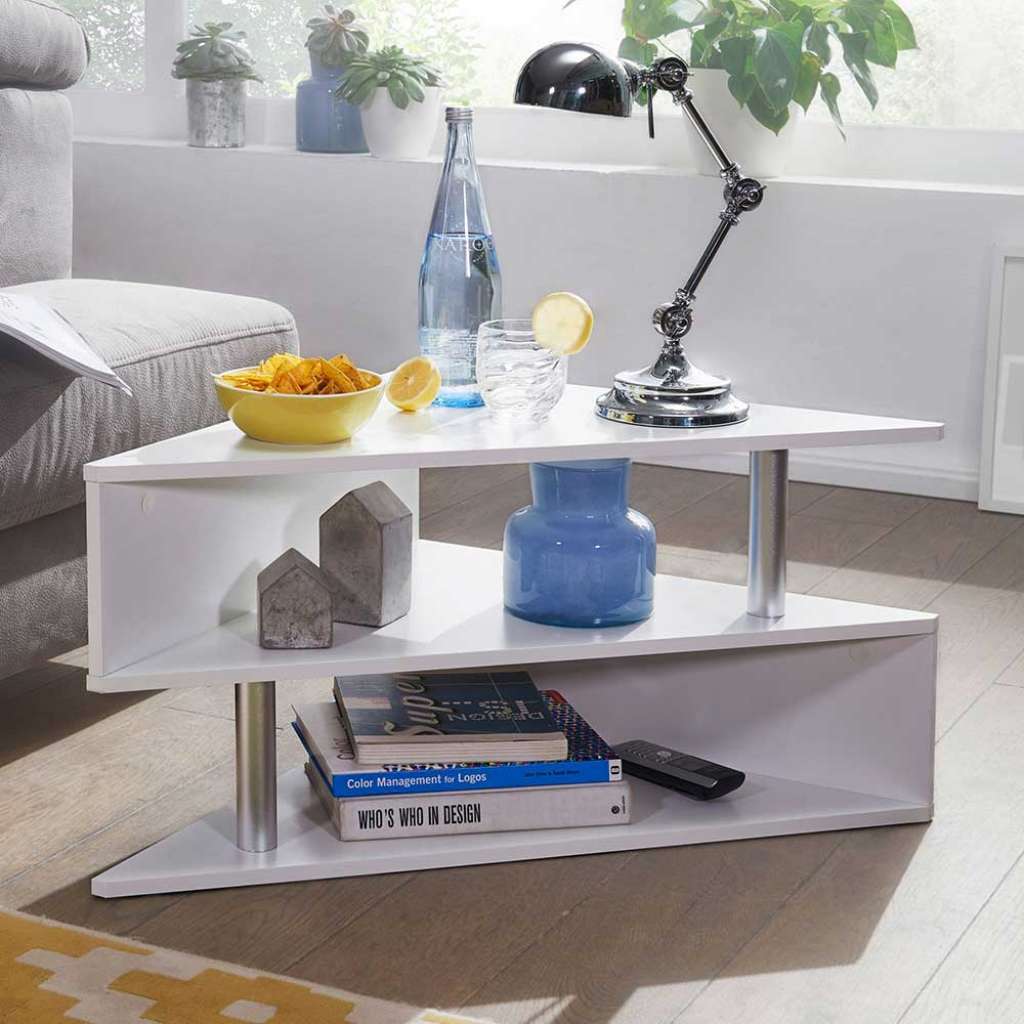 Designercouchtisch in Weiß 85 cm breit