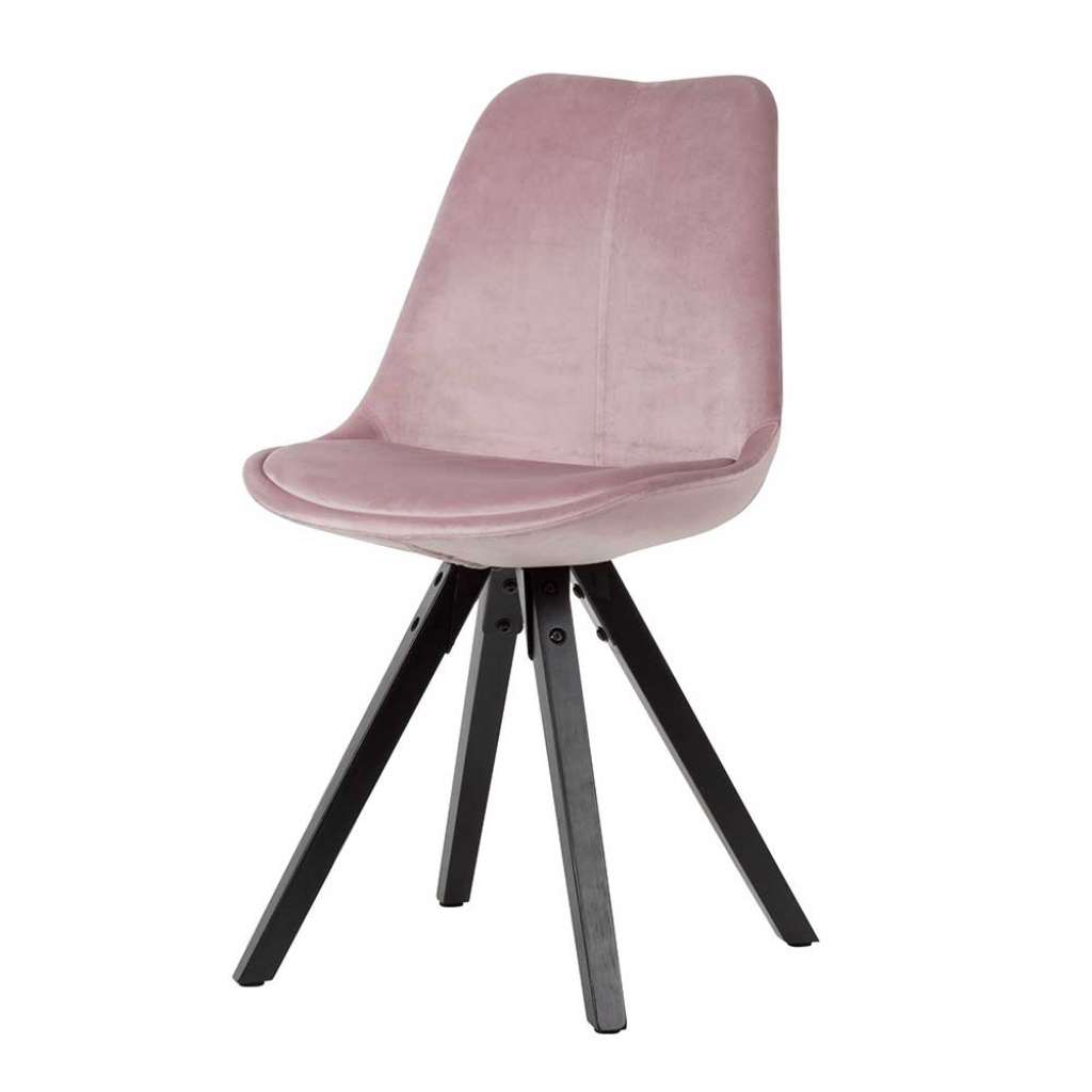 Esszimmer Polsterstühle in Rosa Samt modern (2er Set)