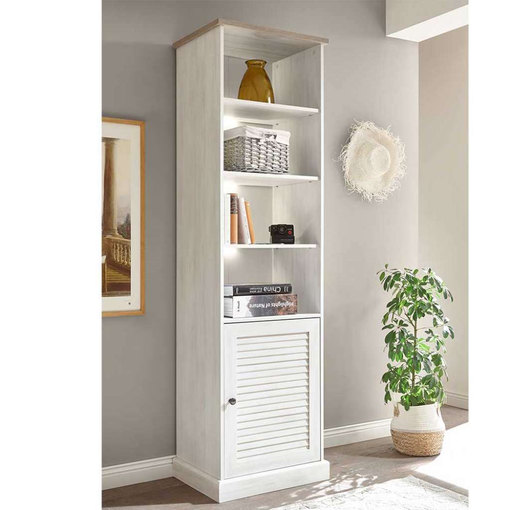 Landhausvitrine in Pinie White Wash Optik 1-türig