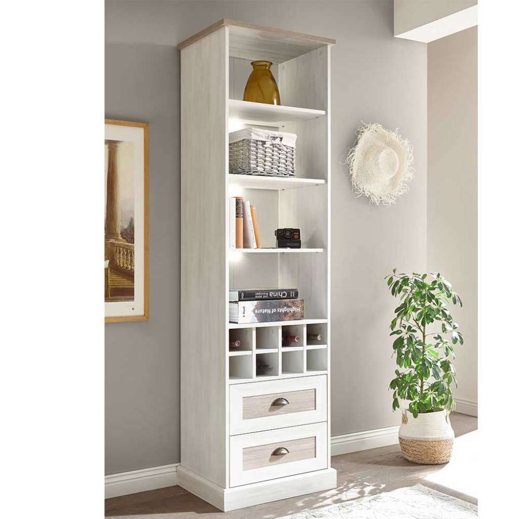 Weinregal in Pinie White Wash Optik Landhaus Design