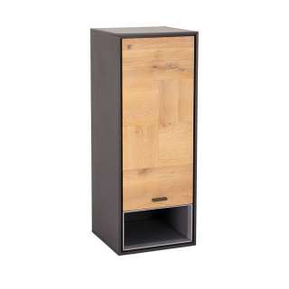 Badezimmer Hängeschrank in Eiche Bianco und Grau 40 cm tief