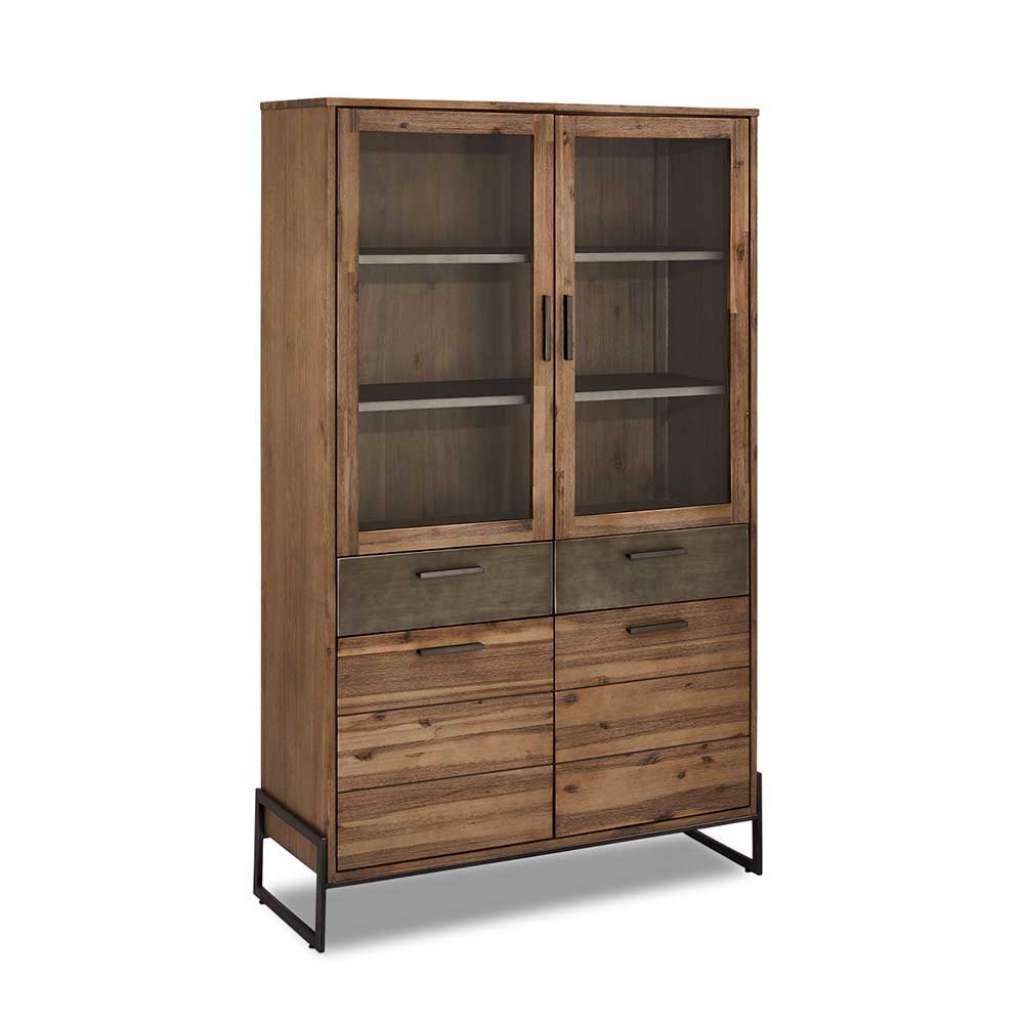 Vitrinenschrank aus Akazie Massivholz 110 cm breit