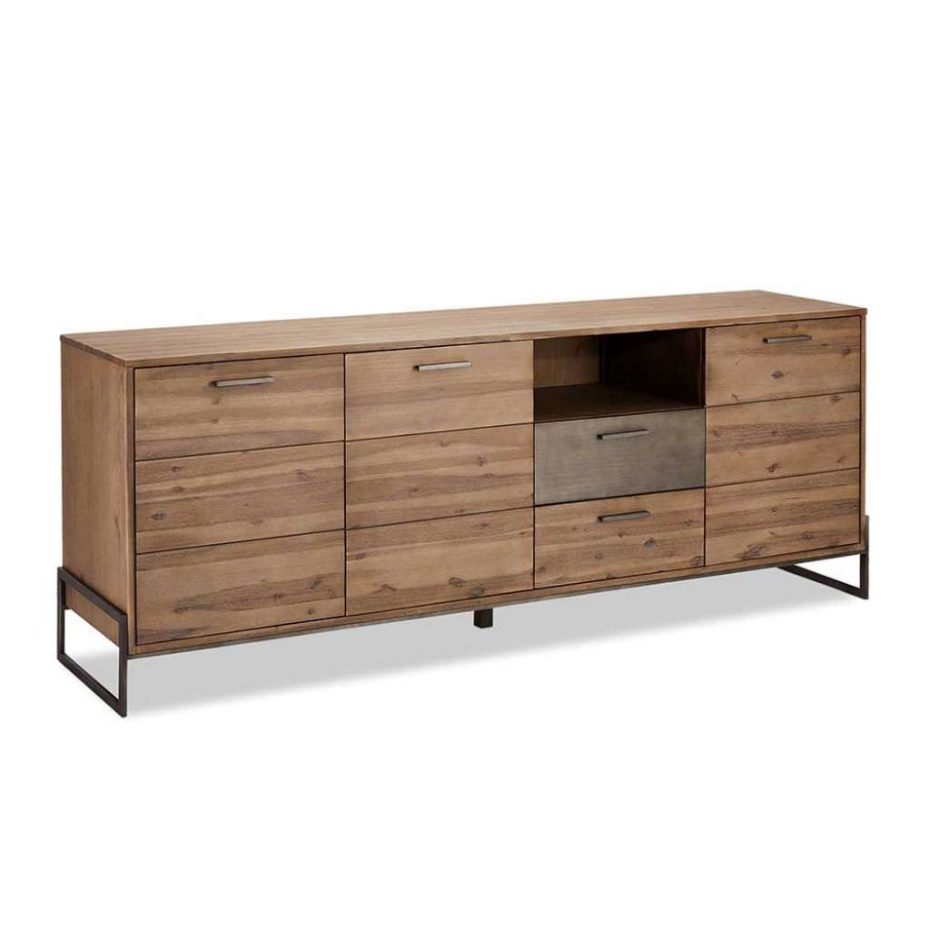Sideboard aus Akazie Massivholz und Stahl 50 cm tief