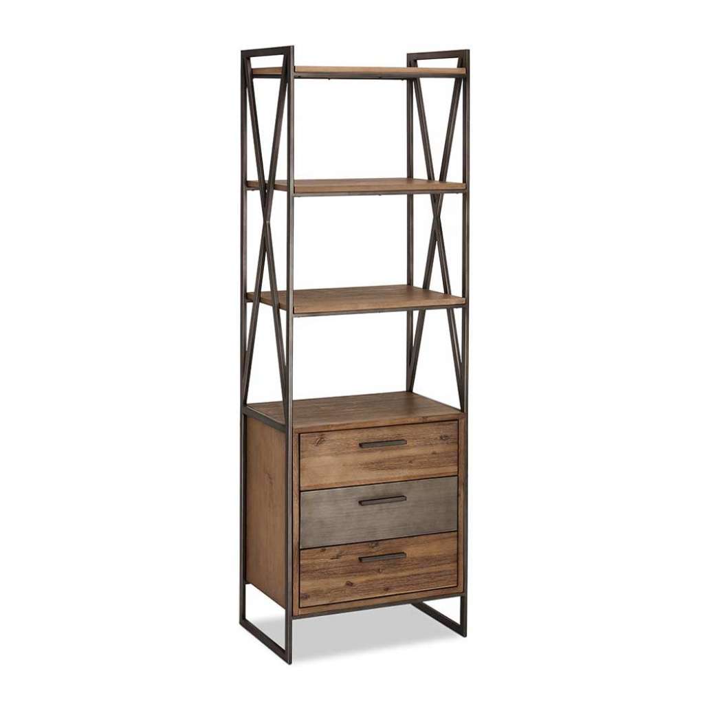 Standregal aus Akazie Massivholz und Stahl 60 cm breit