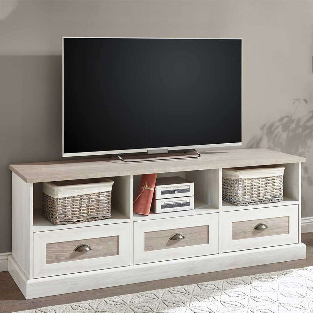 Fernseher Tisch in Pinie White Wash Optik 160 cm breit