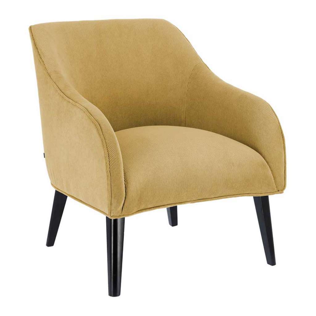 Einzelsessel in Gelb Cordstoff Retrostil