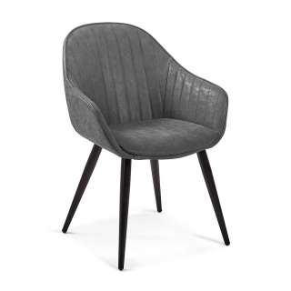 Esstischsessel in Dunkelgrau Kunstleder modern (2er Set)