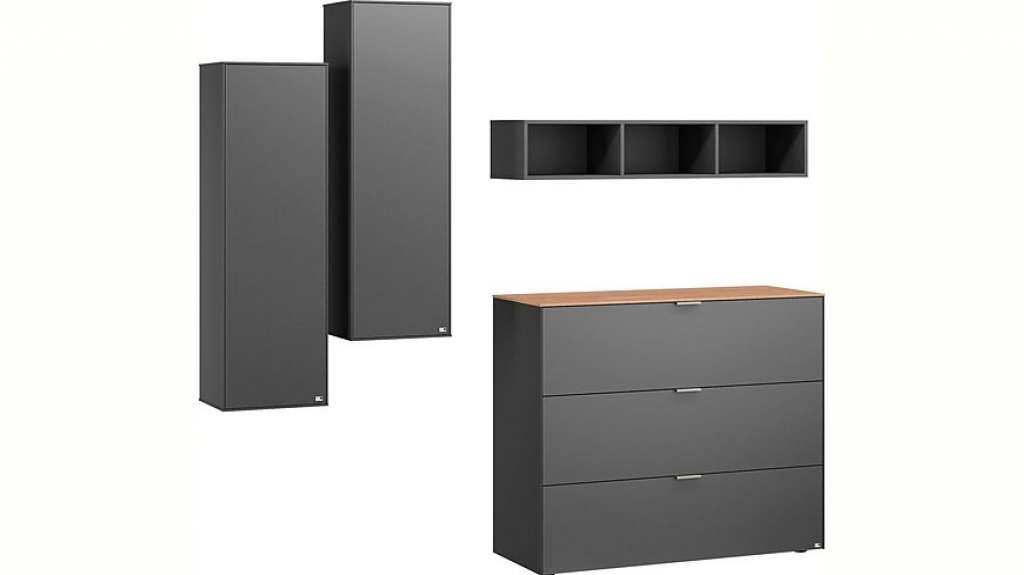 set one by Musterring Wohnzimmer-Set »Chicago«, (Set, 4-tlg), mit offenem Regal